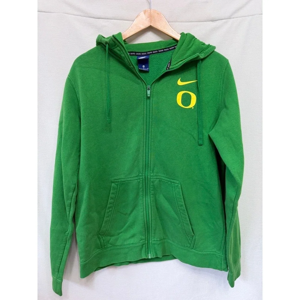 Nike Oregon Ducks Sideline Green Full Zip Hoodie Sweatshirt Yellow O Mens M